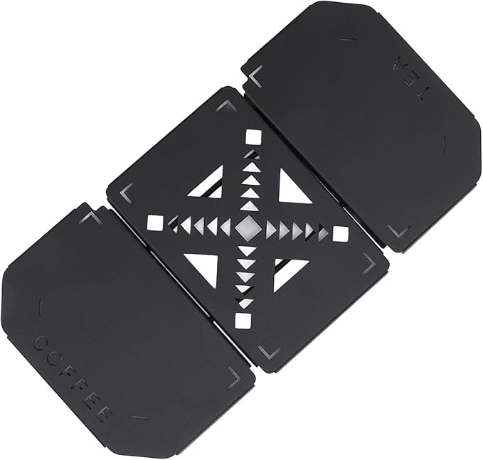 Folding Coffee Station for Lunch Box Portable Camping &amp Outdoor Table Top Aluminum Alloy with Hollow Pattern Side Expansion Panel for Fishing Boxes Compact &amp Durable Design