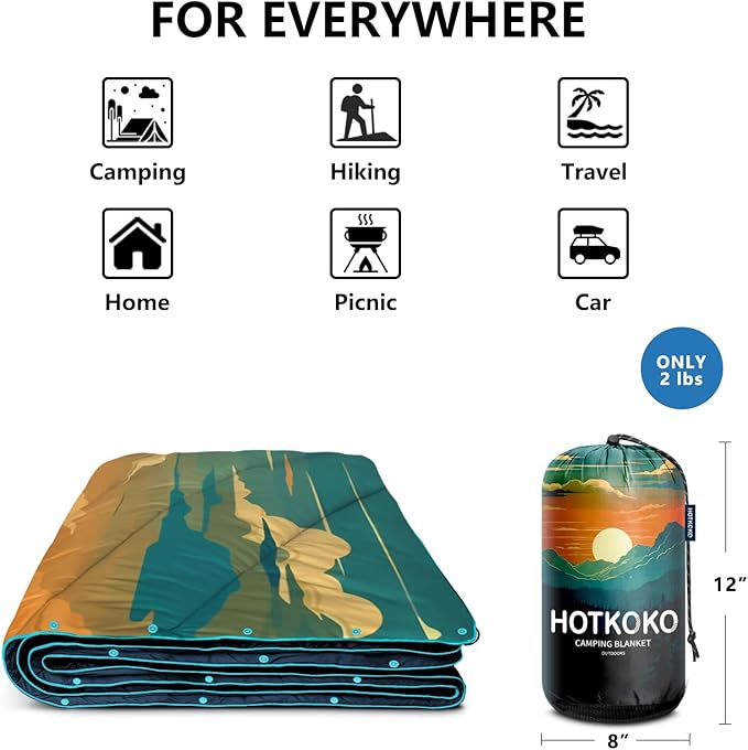 Camping BlanketLightweight Puffy Printed Camping Blanket Packable Outdoor Blanket for CampingTraveling Stadium Hiking Picnics