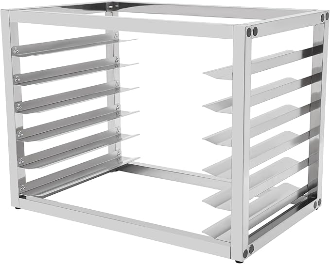 Pan Rack 6-Tier Tabletop Stainless Steel Baking Tray Racks with 4-Non-slip Feet and Allen Key Portable Floor Mount Bakery Rack Commercial Sheet Pan/Bun Pan Rack for Bakeries (21 x 13 x 18 inches)