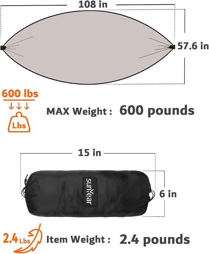 Sunyear Camping Hammock 4 Season Quilted Winter Hammock- Cozy and Durable Best for Cold Weather
