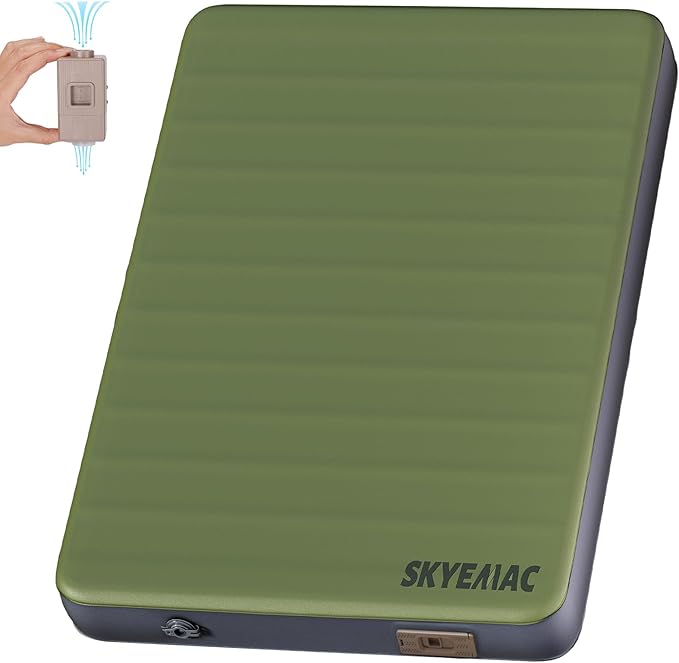 SKYEMAC Self-Inflating Memory Foam Sleeping Pad with Built-in Pump - R-Value 13 Full Size (78 L x 55 W x 4 TH) - Thick Camping Mattress for Car Camping and Family Use - Comfortable &amp Durable