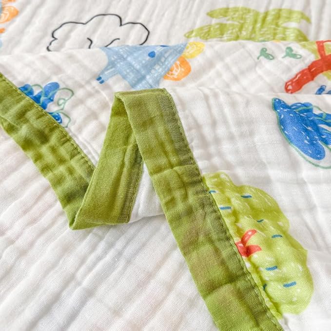 ITFRO Cooling 6 Layer Cotton Muslin Blanket For Hot Sleepers Twin Size 60x80 Inches Dinosaur Soft Breathable Lightweight Reversible Summer Gauze Blanket for Adults Sofa Bed Camping (Dinosaur 60x80)