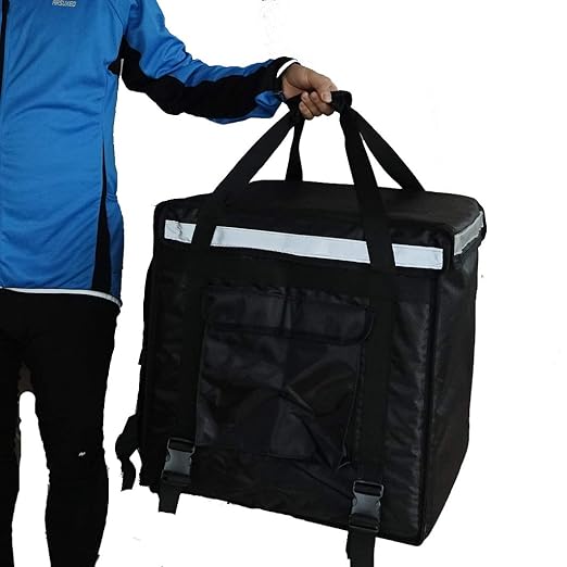 PK-92V: Large Rigid Heavy Duty Food Delivery Box for Motorcycle Insulated Pizza Delivery Bag for Bicycle/Scooter Top Loading 17 x 17 x 17 Collapsible Waterproof