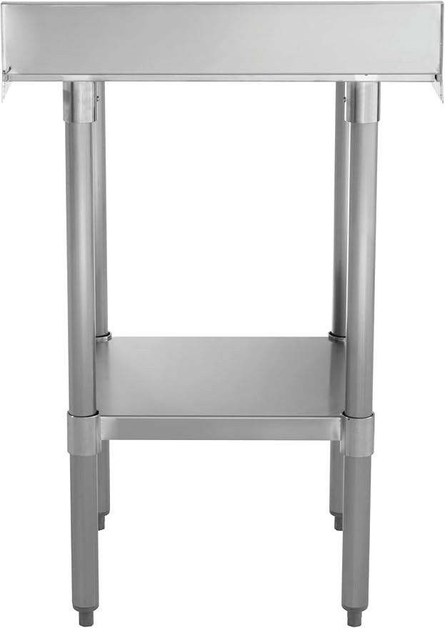 Kratos Stainless Steel Kitchen Prep Table 24 Dx24 W with Backsplash and Undershelf NSF Worktable for Restaurants - 18ga/430SS (28W-063)
