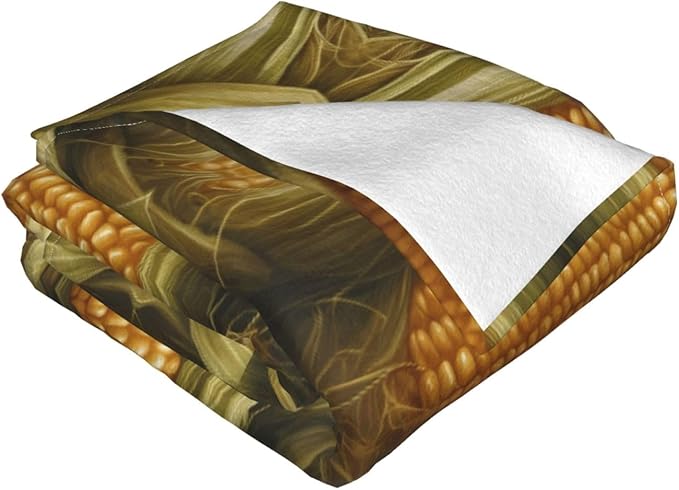 Corn 80x60 Printed Soft Fleece Blanket for Sofa Bed and Camping - Cozy Blanket for Travel Picnics Nighttime Use