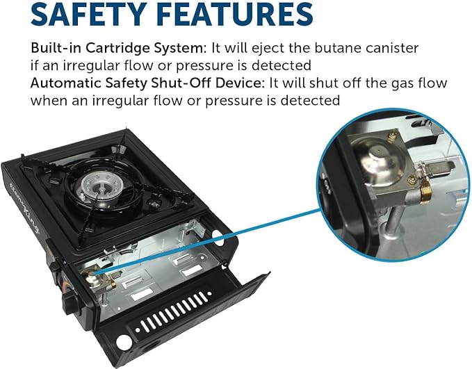 Flame King YSNVT-505-B Dual Fuel Butane &amp Propane Gas Camping Stove with Single Burner Portable and Great for Outdoor Cooking Backpacking