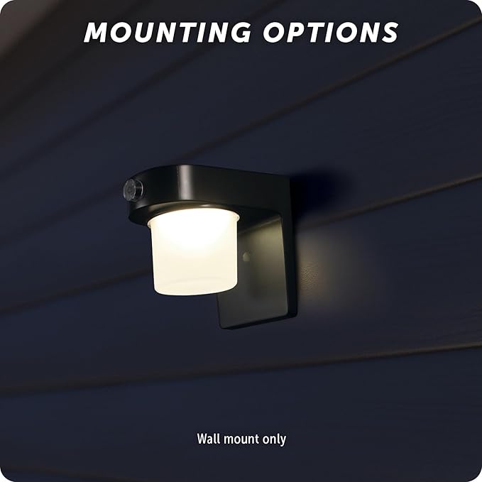 GLOBE Electric 19W Black Patio Light 1000 Lumens Hardwired Automatic Dusk to Dawn Outdoor Integrated LED Flood Light Security Light Spotlight Outside House Lights