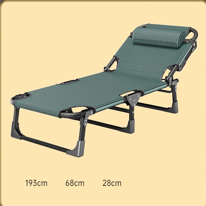 TOWINE Camping Cots for Adults Recliner Folding Bed Single Office Nap Bed Simple Multi-Functional Recliner Outdoor Leisure Nap Folding Bed Sleeping Cot for Camping Pool Beach (Color : 1 Size : F)