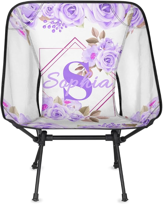 Camping Chair Personalized Backpacking Chair Lightweight Portable Folding Customized Name Chairs for Beach Sport Hiking (Purple)