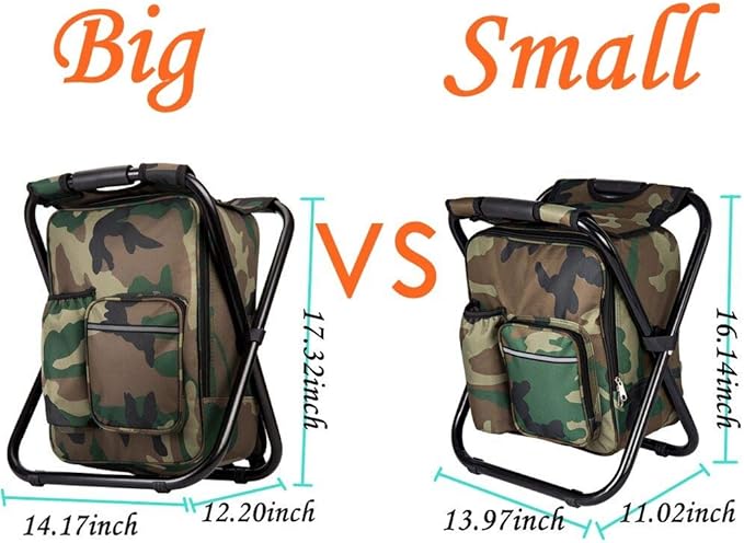 Bright starl Upgraded Large Size 3 in1 Multifunction Fishing Backpack Chair Portable Hiking Camouflage Camping Stool Folding Cooler Insulated Picnic Bag Backpack Stool