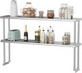 2-Tier Stainless Steel Overshelf for Work &amp Prep Table 60 X 12 Commercial Adjustable Double Shelf Heavy Duty Storage Rack for for Kitchen Utility Room Restaurant Garage