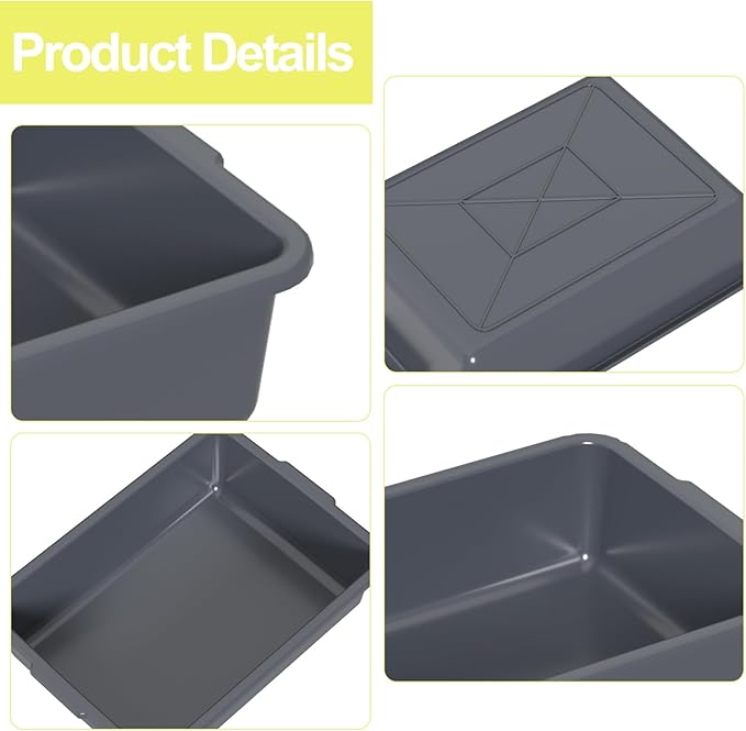 Jekiyo Gray Plastic Commercial Bus Bins 13 L Utility Bus Box 12 Pack