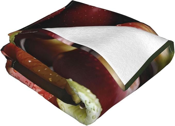 A Basket Fruits 60x50 Printed Soft Fleece Blanket for Sofa Bed and Camping - Cozy Blanket for Travel Picnics Nighttime Use