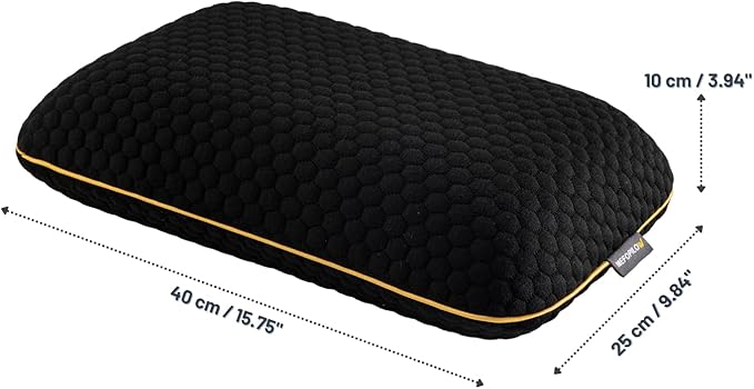 Memory Foam Travel Pillow with Washable Cover &amp Carry Bag – Compact Soft &amp Breathable Neck Pillow for Airplane Camping &amp Car (Black- with Extra Gray Cotton Cover 15.7x9.8x3.9 inches)