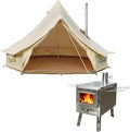 DANCHEL OUTDOOR 4 Season Canvas Yurt Tent with Large Wood Stove Heavy Duty Bell Tent with Stove Jack 4-8 Person Winter Camping Glamping 13ft/16.4ft/20ft