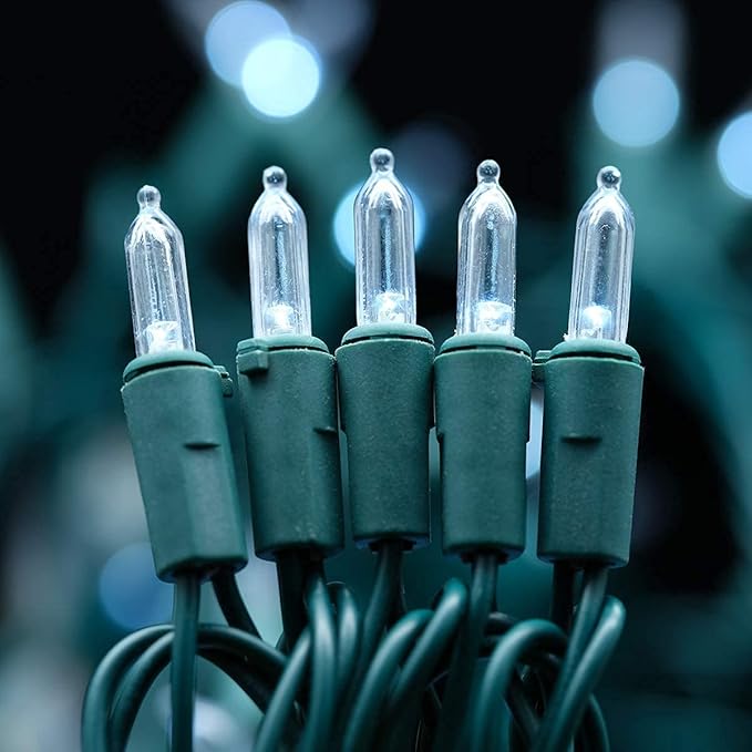200 Count Cool White LED Christmas Lights 66 ft Green Wire UL Certified Commercial Grade LED Holiday String Light Set (Cool White)