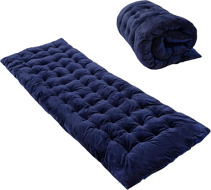 REDCAMP Folding Cot Pads for Sleeping Extra Thick Soft Comfortable Velvet &amp Corduroy Cotton Camping Cot Mattress Pad for Backpacking Hiking Black Blue Brown Grey 75x30 inches