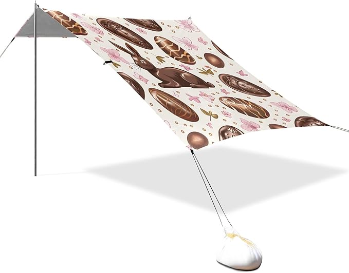 Chocolate Rabbit Camping Sun Shelter Beach Tent Portable Beach Sun Shade Outdoor Canopy for Camping Trips Fishing Picnic