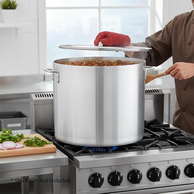 TrueCraftware- 120 qt. Aluminum Stock Pot Lid 22-3/4 x 1-1/4 1.8mm Thickness- Multipurpose Pot Cover Cookware for Pasta Soup Pots Large Stockpot Lid Stew Simmering Pot Dishwasher Safe