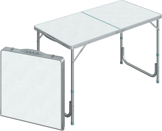 47 Folding Camping Table with Height Adjustability Lightweight Portable Table with Carry Handle Outdoor Folding Table Camping Accessories