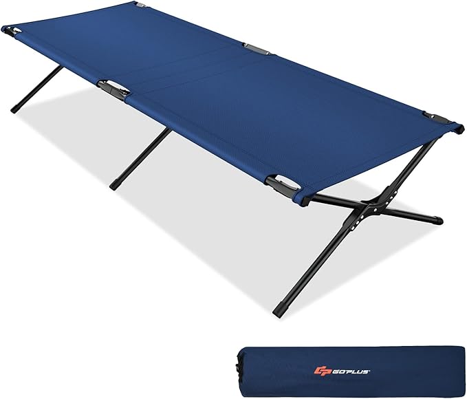 Goplus Folding Camping Cot with Carrying Bag Portable Lightweight Outdoor Sleeping Bed for Adults Kids 300LBS Weight Capacity Heavy-Duty Camping Bed for Traveling