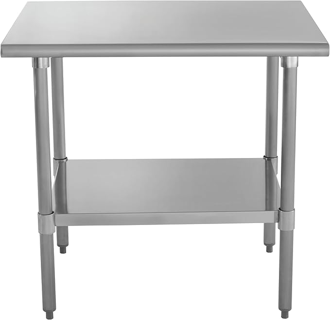 Kratos Stainless Steel Kitchen Prep Table 24 Dx36 W with Undershelf NSF Worktable for Restaurants - 18ga/430SS (28W-044)