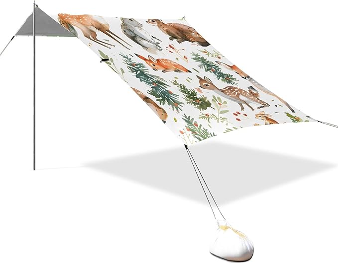 Forest Animals Camping Sun Shelter Beach Tent Portable Beach Sun Shade Outdoor Canopy for Camping Trips Fishing Picnic