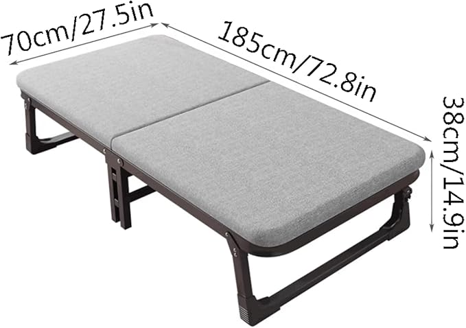 Cotton Linen Camping Bed with Pulley Latex Mattress Folding Cot for Sleeping Portable Folding Bed for Outdoor Camping/Office/Home