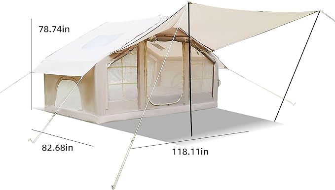 Inflatable Tents for Camping Large Blow Up Tent with Hand Pump Easy Setup InflatableTent 4 Season Tent6.3m ² Inflatable Camping Tent with Canopy