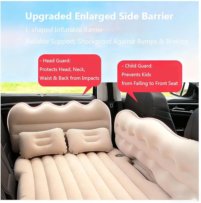 Car Inflatable Air Mattress for Skoda Enyaq Coupe iV 2025 Inflatable Back Seat Car Bed Double-Sided Portable Camping Travel Sleeping BedBlack-Cartoon Design