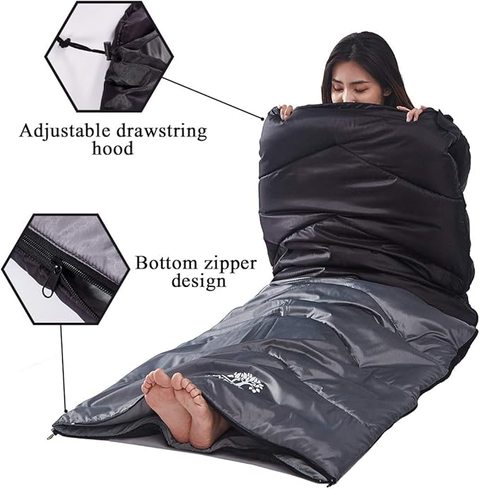Sleeping Bag 4 Seasons Adults &amp Kids for Camping Hiking Trips Warm Cool WeatherLightweight and Waterproof with Compression BagIndoors Outdoors Activities
