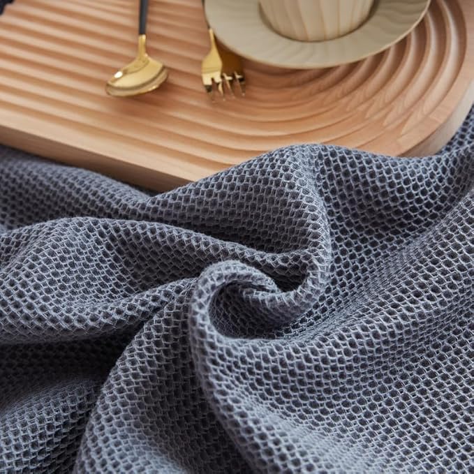 Bnitoam 100% Cotton Waffle Weave Blanket for Bed Couch Sofa 80x92 Ultra Soft Breathable Cooling Cellular Blanket for Adult Lightweight All Season Machine Washable (Grey 80x92)
