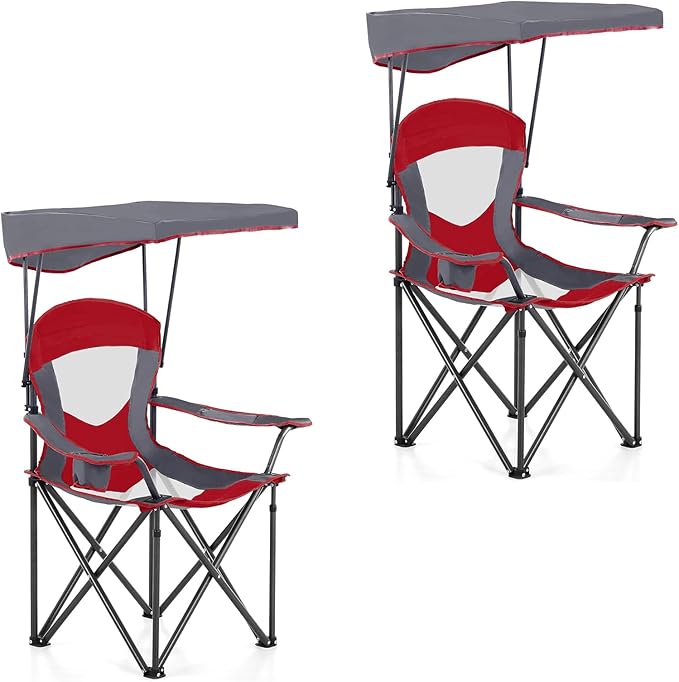 ALPHA CAMP Oversized Camping Chair with Shade Canopy Folding Lawn Chairs