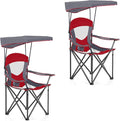 ALPHA CAMP Oversized Camping Chair with Shade Canopy Folding Lawn Chairs