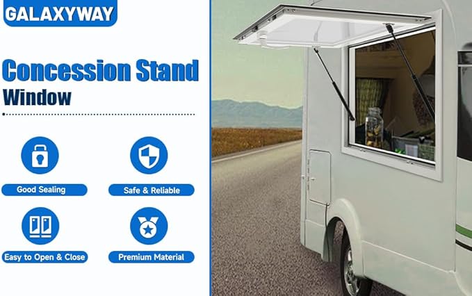 Aluminum Alloy Food Truck Window - 50 x 30 Inch Up to 80 Degrees Serving Window for Concession Trailers