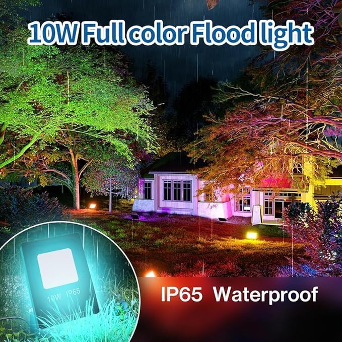 LED Flood LightsWS2811 Pixel RGB Flood Light 10W-RGB addressable Pixel floodlight DC12-24V Input IP65 for Outdoor Decorative/Garden/Stage Lighting/Christmas Party (1PCS-WS2811-10W-B)