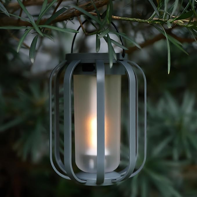 Solar Lanterns Outdoor Waterproof Garden Decor Flickering Flame Hanging Solar Lights with Tripod Decoration Outside for Yard Patio Backyard Garden Ideal Gifts for Women Mom Grandma