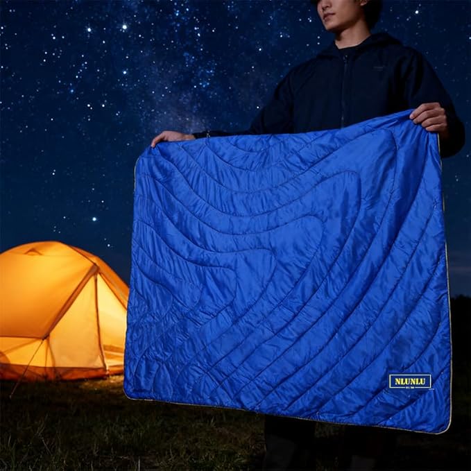 Packable Multi-Use Camping Blanket 52×75 – Lightweight Wearable Quilt Machine Washable Weather &amp Stain Resistant Easy-Pack Stuff Sack for Camping Picnic Beach Travel &amp Stadium