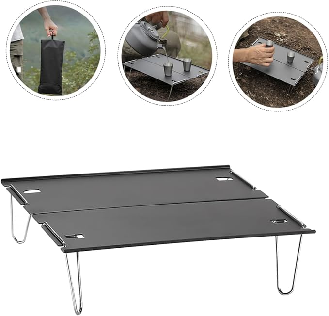 Foldable Aluminum Camping Table Lightweight Portable Picnic Desk Small Travel Table Handle for Outdoor Use