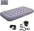 Twin Size Single Camping Air Mattress Bed with Air PumpInflatable Air MattressThickened Portable Blow Up BedTravel Sleeping Pad for Truck Tent Camping/Home/Hiking(Grey)