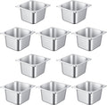 JAPCHET 10 Pack Anti-Jam Hotel Pans 1/6 Size Stainless Steel Steam Table Pan 4 Inch Deep Metal Food Storage Pan for Catering Commercial Kitchen Hotel Restaurant Buffet Supplies