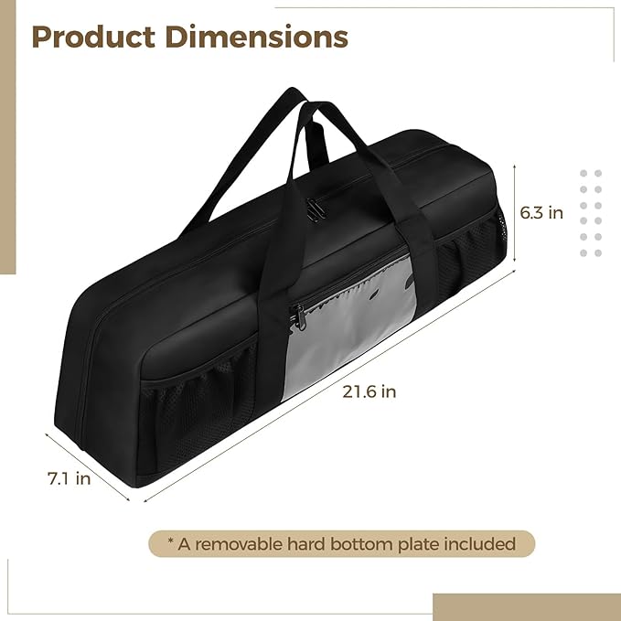 Grill Tool Storage Bag Outdoor BBQ Utensil Holder for Barbecue Tool up to 20 Large Grill Utensil Storage Caddy with Pockets BBQ Accessories Case Container for Camping Bag Only Black