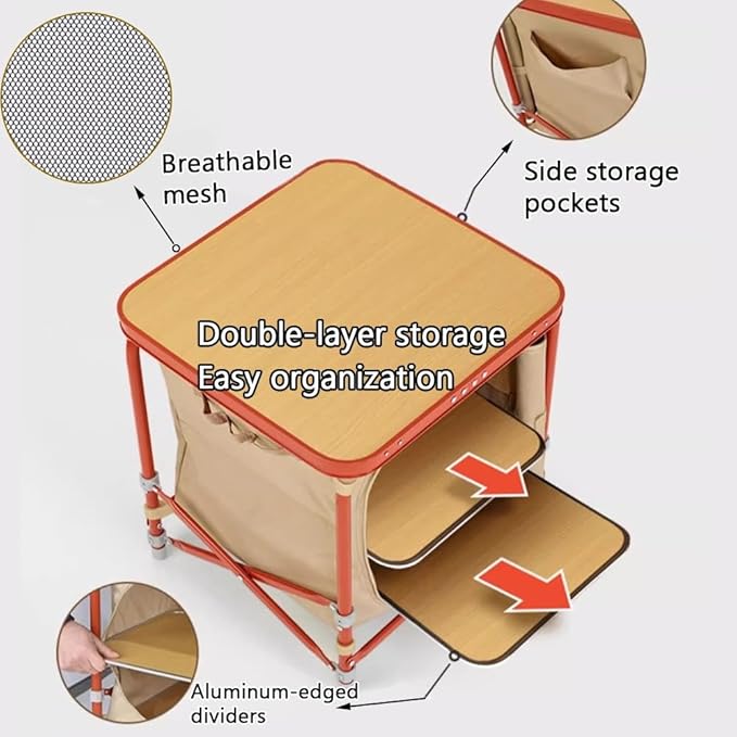 Camping Kitchen Box with Tabletop Camping Table Foldable with Storage Bags Portable Camp Organizer Cabinet for Outdoor and Gear Storage Containers for Easy Carry