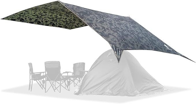 GEERTOP Large Hammokc Rain Fly Shelter 17 x 10ft Waterproof Camping Tarp Awning for Outdoor Backpacking Hiking Survival Travel Camo