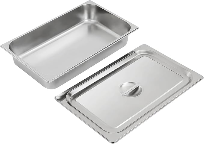 Food Pan with Lid 4-Pack Stainless Steel Steam Table Pans 4 Inch Deep 0.7mm Thick Anti-Jam Commercial Food Pan with Lids for Buffet Catering Restaurant Hotel Party &amp Home Kitchen Storage