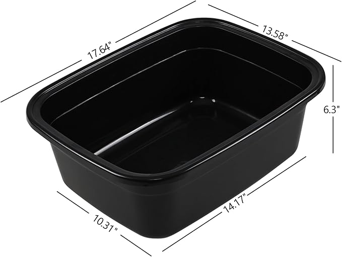 Saedy 2-Pack 18 Quart Plastic Kitchen Washing Basin Rectangular Dishpan Wash Tub Black