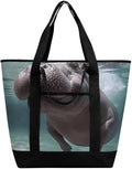 Insulated Shopping BagLarge Reusable Cooler Bags Diving Hippo Printed Foldable Shopping BagTravel Waterproof Shoulder Bag