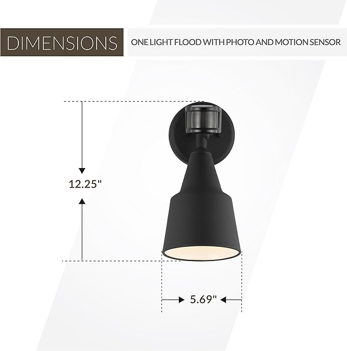 Generation Lighting 1-Light Traditional Outdoor Wall Flood Light Black 8560701PM-12 Outdoor Lights Make Charming Wall Lamps for Outdoor Decor Wall Light Fixture Uses Standard or LED Light Bulb