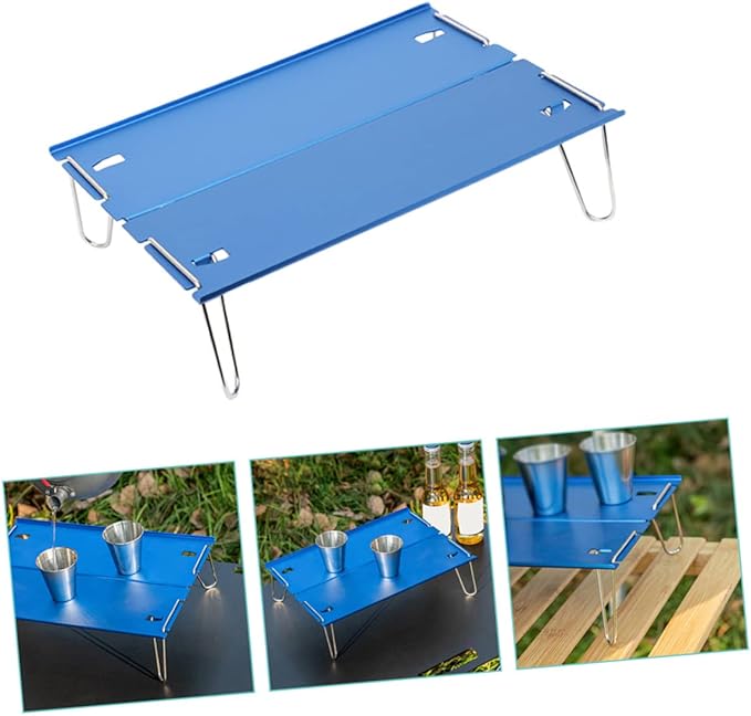 SUPVOX Small Folding Table Portable Aluminum Camping Grill Table Easy Setup Light Weight for Outdoor Activities