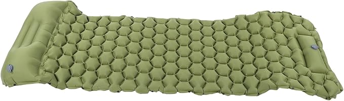 Camping Sleeping Pad with Foot Press Inflation &amp 3D Support - Lightweight Air Mattress (700g) for Backpacking 40D Nylon TPU Compact for Travel